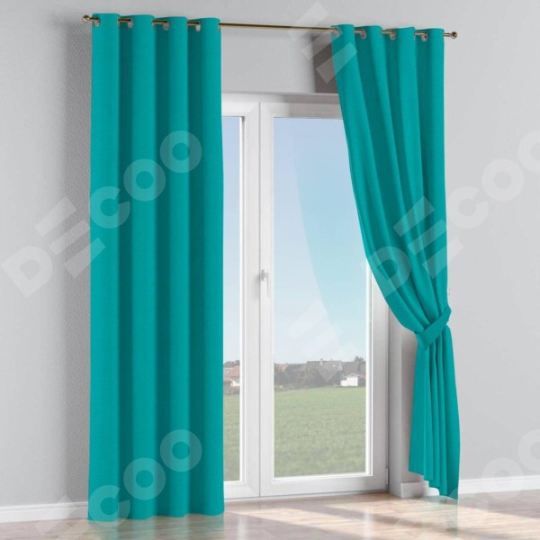 Комплект портьер на люверсах 2 шт, цвет бирюзовый, высота от 100 см