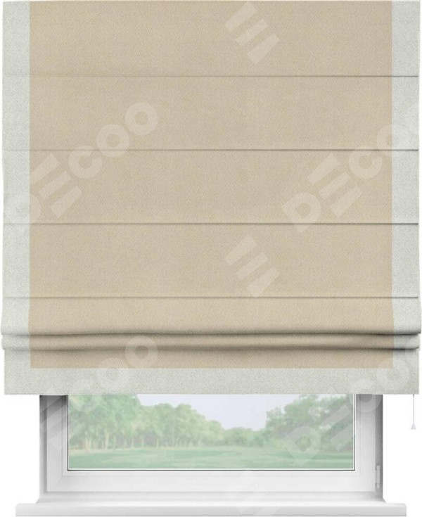 Римская штора «Кортин» с кантом Виктория, для проема, ткань блэкаут однотонный кофейно-бежевый