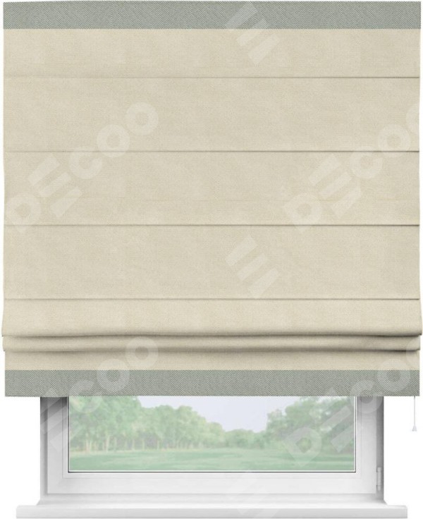 Римская штора «Кортин» с кантом Горизонт, для проема, ткань лён димаут, бежевый