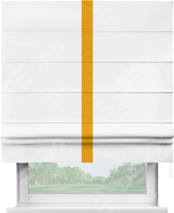 Римская штора «Кортин» с кантом Хайвэй, для проема, ткань вельвет белоснежный