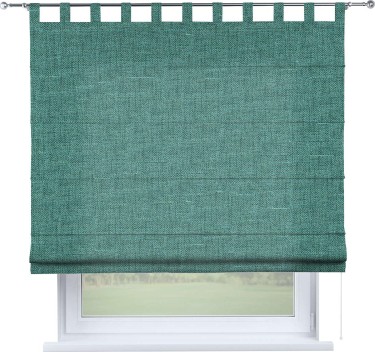 Римская штора на петлях «Кортин», ткань лён кашемир бирюзовый