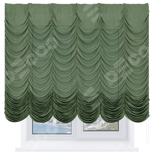 Французская штора «Cortin», лён зелёный