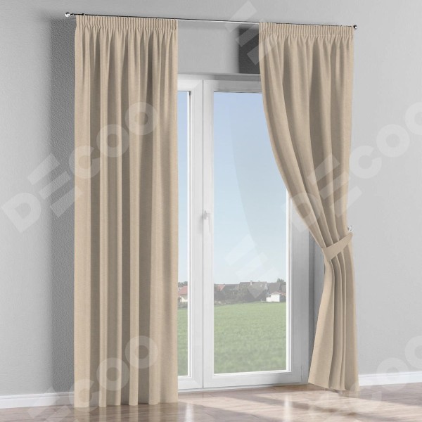 Комплект штор канвас кофе с молоком, на тесьме «Карандаш»