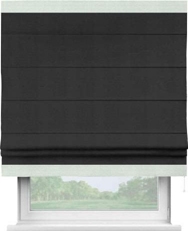Римская штора «Кортин» с кантом Горизонт, для проема, ткань блэкаут однотонный черный
