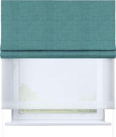 Римская штора «Кортин» день-ночь, ткань лён бирюза