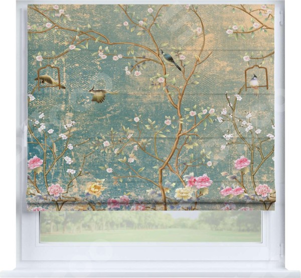 Римская штора «Кортин» на створку «Цветущий сад»