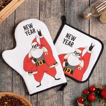 Набор Кухонный Rock grandfather, варежка-прихватка 20х28см, прихватка 19х19см, 100% хл