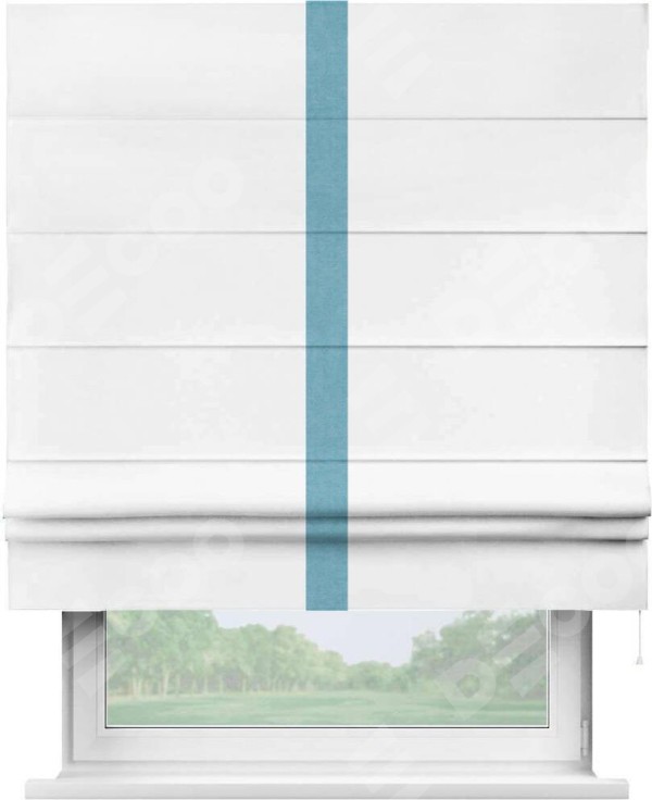 Римская штора «Кортин» с кантом Хайвэй, для проема, ткань вельвет белоснежный