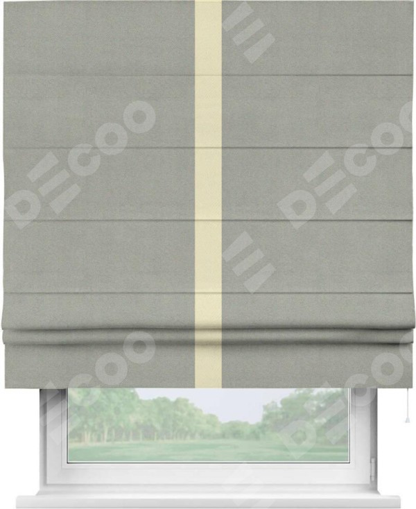 Римская штора «Кортин» с кантом Хайвэй, для проема, ткань блэкаут однотонный серый