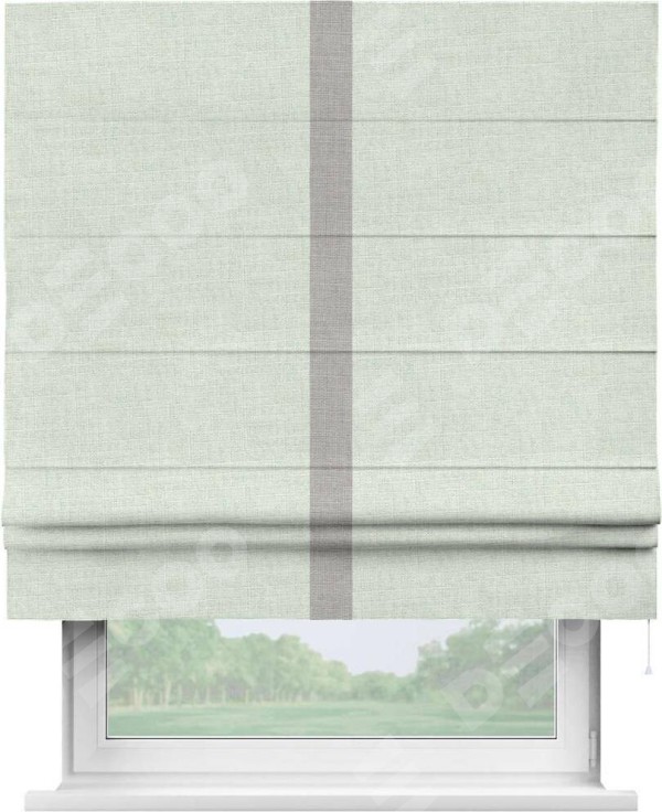 Римская штора «Кортин» для проёма, лён топлёное молоко, с кантом Хайвэй