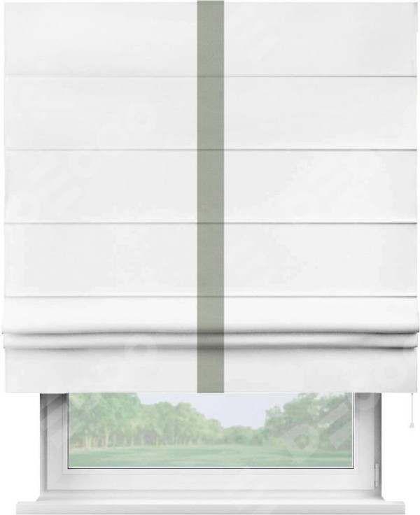 Римская штора «Кортин» с кантом Хайвэй, для проема, ткань вельвет белоснежный