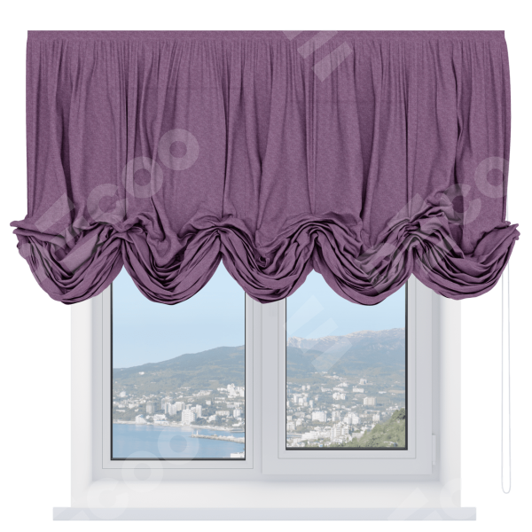Австрийская штора «Кортин», ткань лён кашемир сиреневый