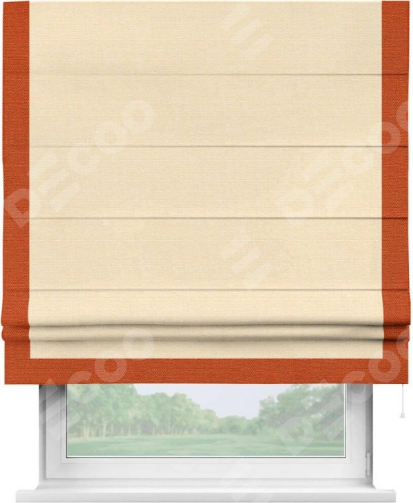 Римская штора «Кортин» с кантом Виктория, для проема, лён, цвет бежевый