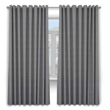 Шторы на люверсах ткань лён димаут, серый