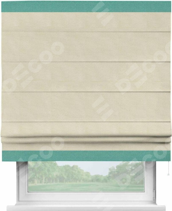 Римская штора «Кортин» с кантом Горизонт, для проема, ткань лён димаут, бежевый