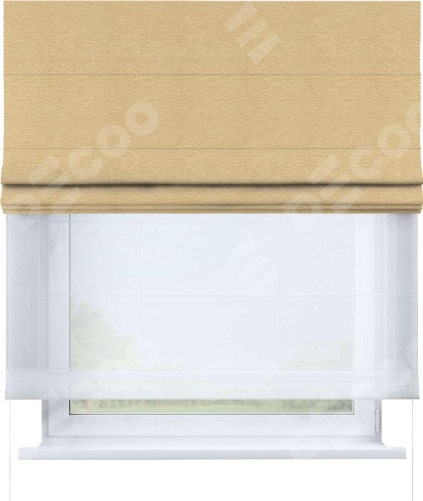 Римская штора «Кортин» день-ночь, ткань софт однотонный бежевый