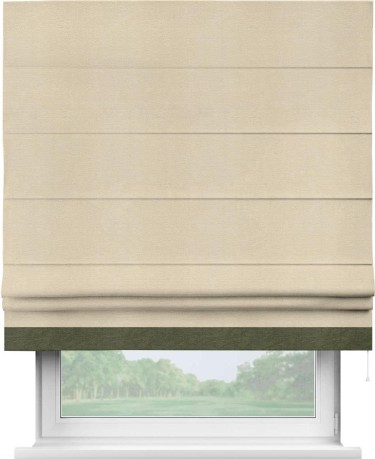 Римская штора «Кортин» с кантом Джестер, для проема, ткань софт однотонный бежевый лайт