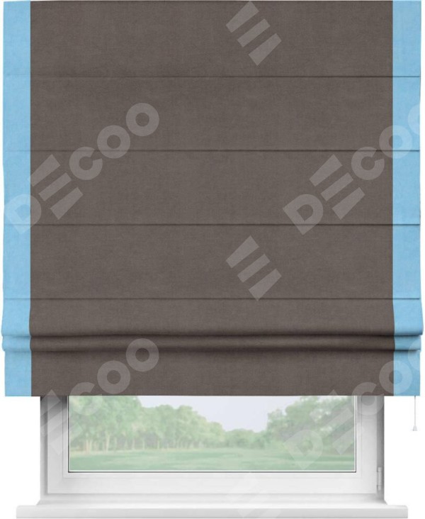 Римская штора «Кортин» с кантом Стрим Дуо, для проема, ткань вельвет коричневый