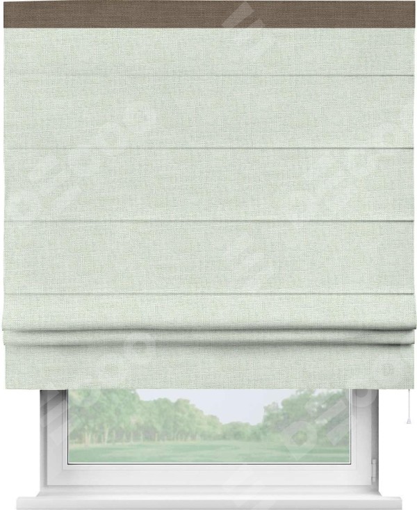 Римская штора «Кортин» для проёма, лён топлёное молоко, с кантом Кинг