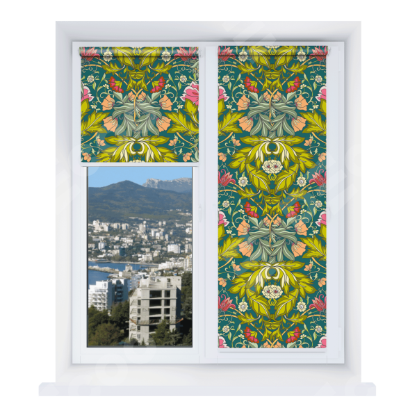 Рулонная штора Мини с принтом Цветок морриса