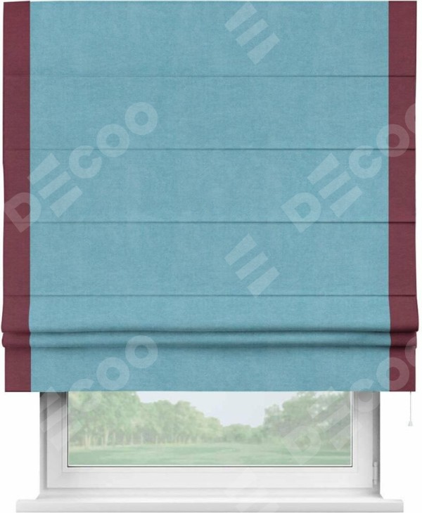 Римская штора «Кортин» с кантом Стрим Дуо, для проема, ткань вельвет ментоловый