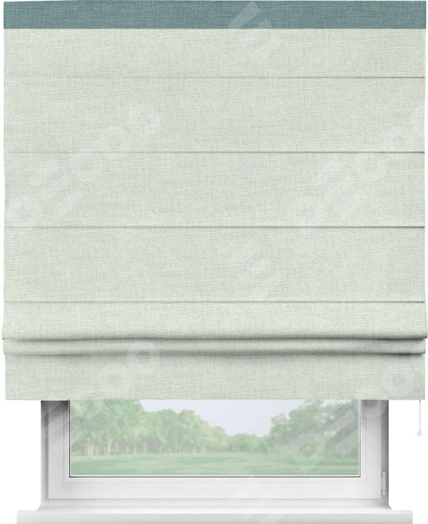Римская штора «Кортин» для проёма, лён топлёное молоко, с кантом Кинг