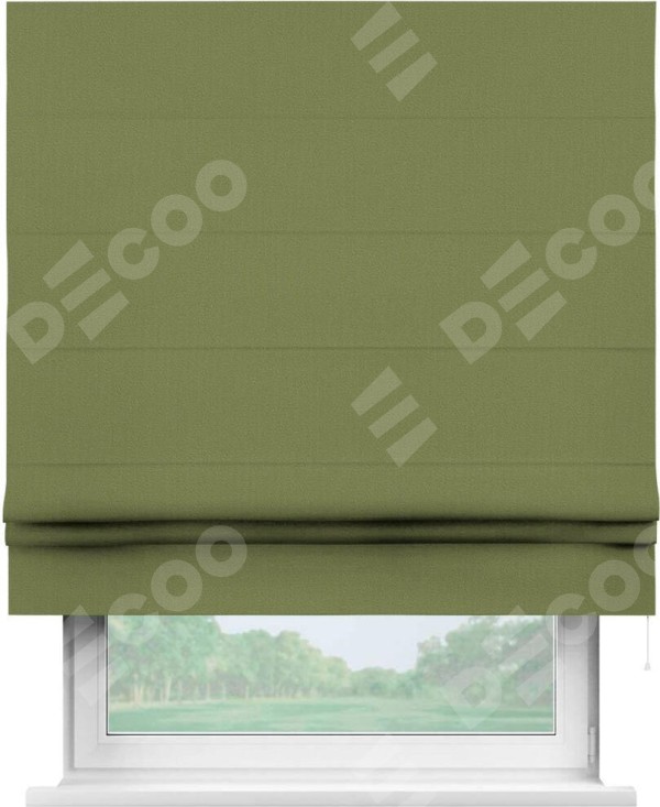 Римская штора «Кортин» для проема, ткань бархат золотая оливка