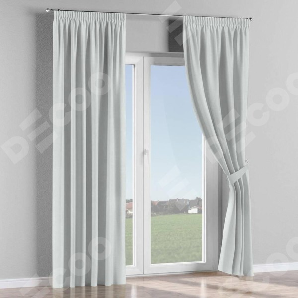 Комплект штор на тесьме, блэкаут однотонный дымчато-молочный, ширина карниза от 130 см