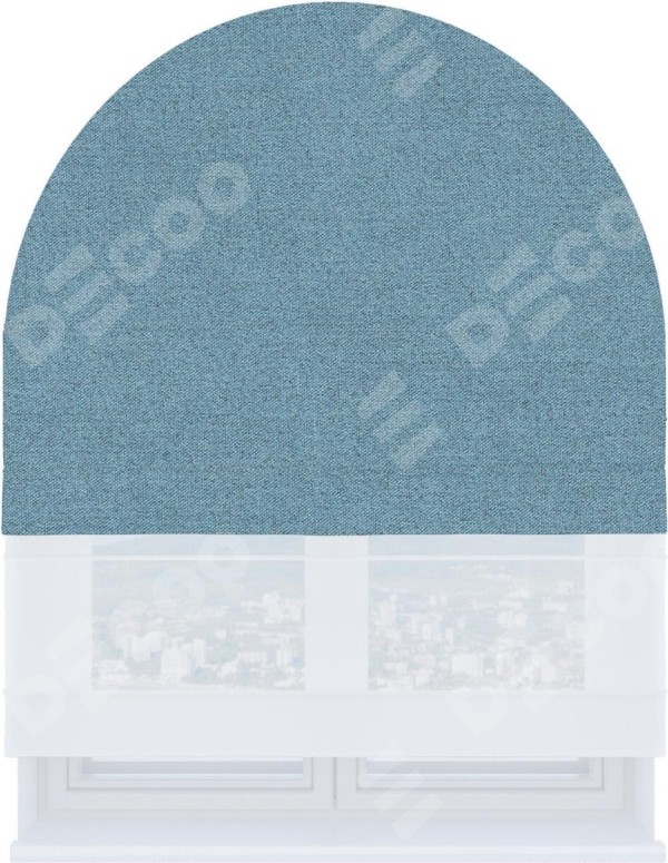 Римская штора «Кортин» день-ночь для арочного проёма, лён блэкаут голубой