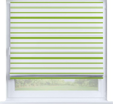 Римская штора «Кортин» на створку «Зелёные горизонтальные полоски»