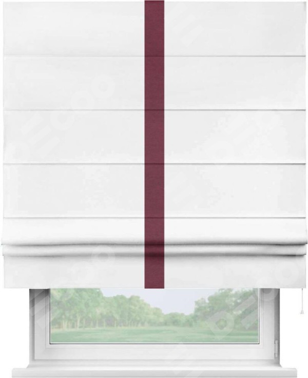 Римская штора «Кортин» с кантом Хайвэй, для проема, ткань вельвет белоснежный