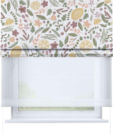 Римская штора «Кортин» день-ночь «Лимоны и цветы»