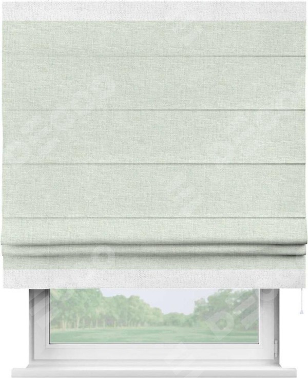Римская штора «Кортин» для проёма, лён топлёное молоко, с кантом Горизонт