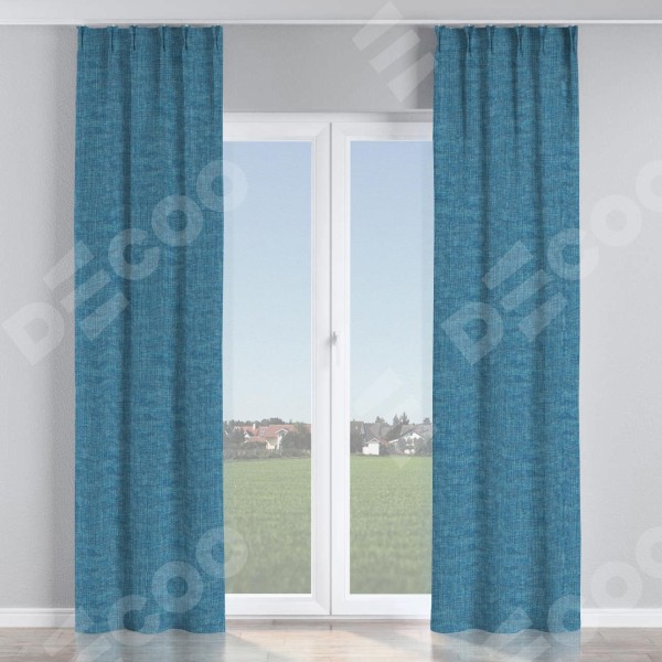 Комплект штор рогожка димаут лазурно-синий, на тесьме «Кустик»