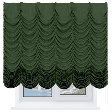 Французская штора «Кортин», вельвет тёмно-салатовый