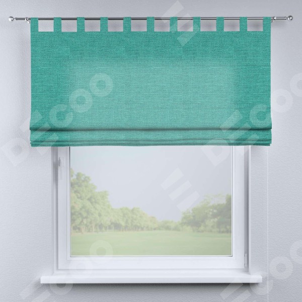 Римская штора на петлях «Кортин», ткань лён изумрудный