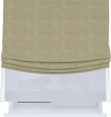 Римская штора «Кортин», день-ночь с мягкими складками, лён димаут тёмно-бежевый