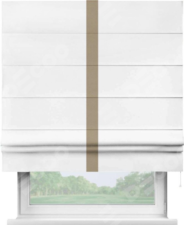 Римская штора «Кортин» с кантом Хайвэй, для проема, ткань вельвет белоснежный