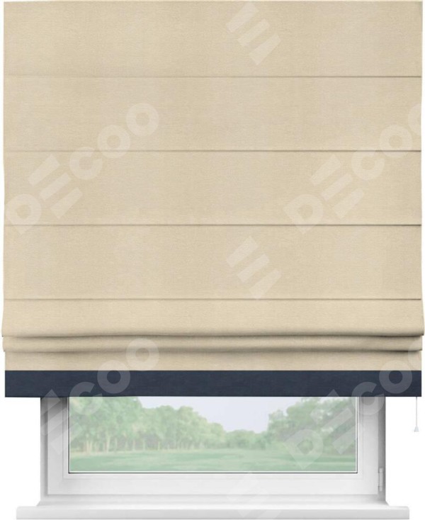 Римская штора «Кортин» с кантом Джестер, для проема, ткань софт однотонный бежевый лайт