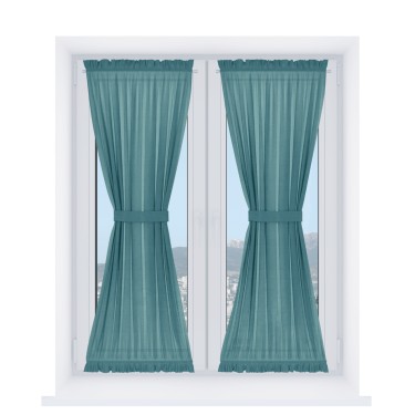 Штора песочные часы «Кортин», ткань лён бирюзовый