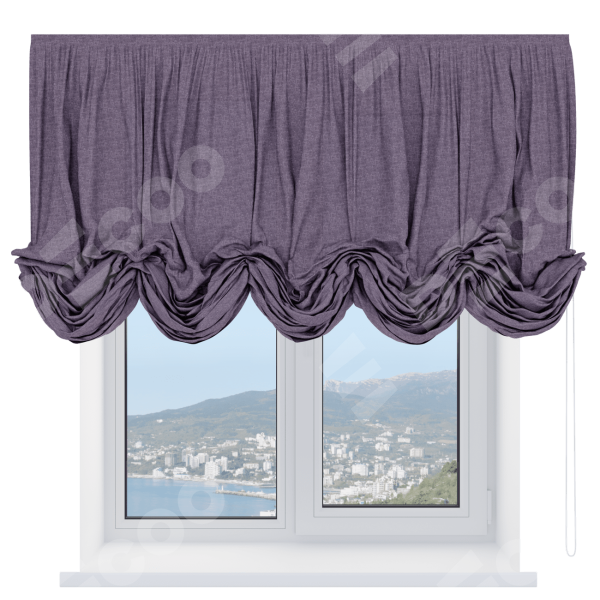 Австрийская штора «Кортин», ткань лён кашемир фиолетовый
