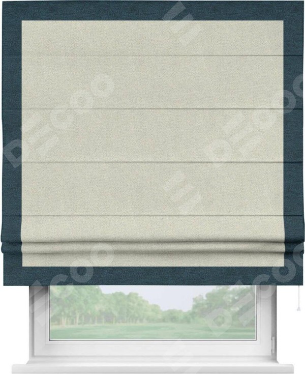 Римская штора «Кортин» с кантом Чесс, для проема, ткань твид блэкаут, шампань