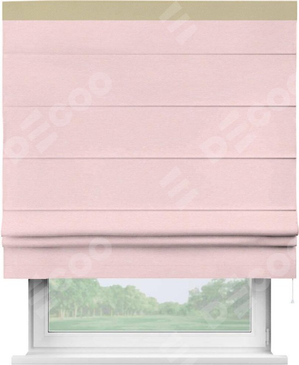 Римская штора «Кортин» с кантом Кинг, для проема, ткань блэкаут однотонный розовый