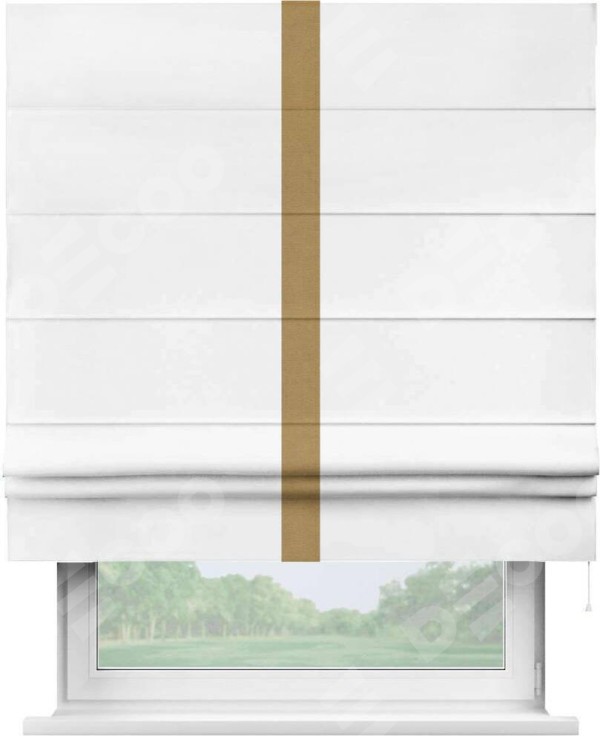 Римская штора «Кортин» с кантом Хайвэй, для проема, ткань вельвет белоснежный