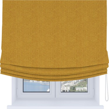 Римская штора Soft с мягкими складками, ткань твид блэкаут медово-желтый
