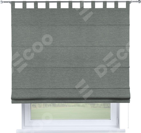 Римская штора на петлях «Кортин», ткань твид блэкаут, серый