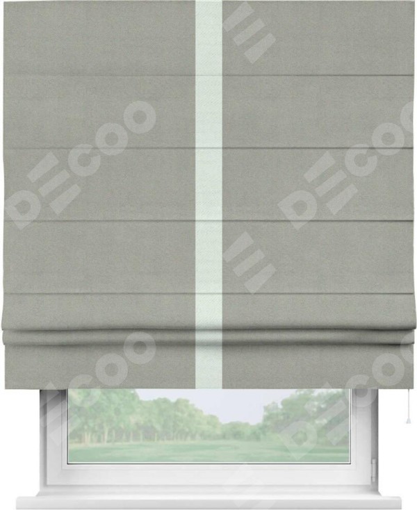 Римская штора «Кортин» с кантом Хайвэй, для проема, ткань блэкаут однотонный серый