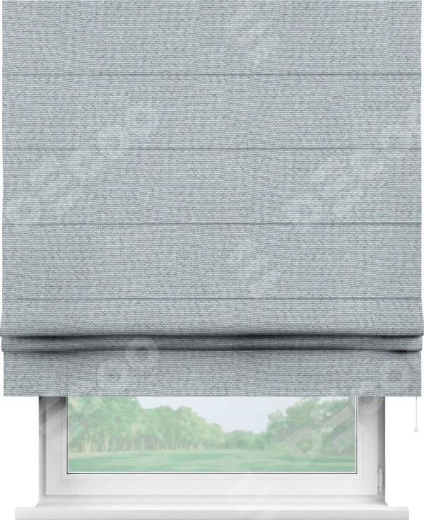 Римская штора «Кортин» для проема, ткань лён димаут, серого цвета