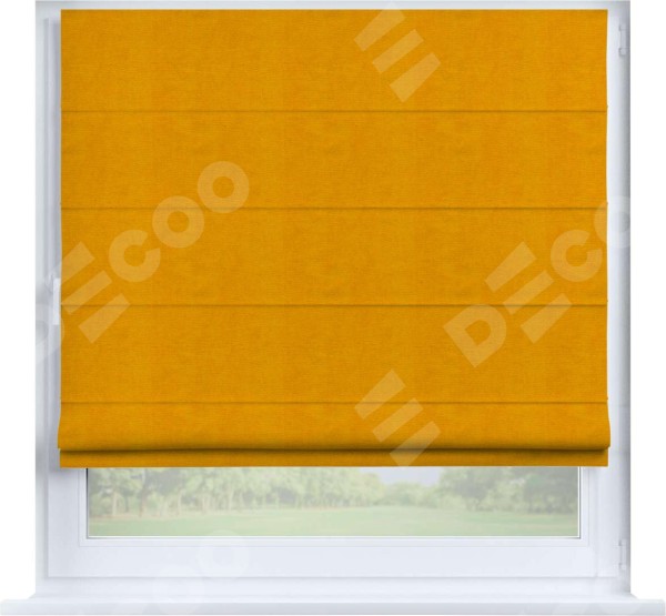 Римская штора «Кортин» на створку, ткань вельвет желтый