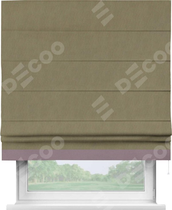 Римская штора «Кортин» с кантом Джестер, для проема, ткань блэкаут однотонный бежево-золотой